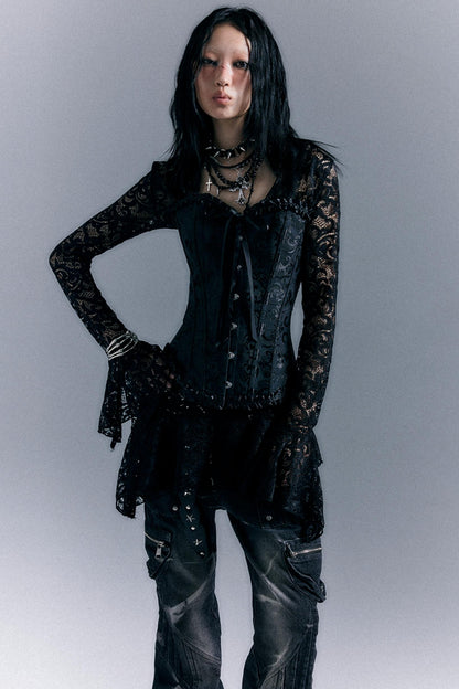 Lace Herringbone Corset Top Set-Up