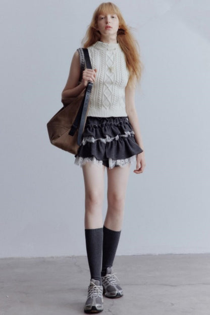 Lamb Cotton Crochet Woolen Vest