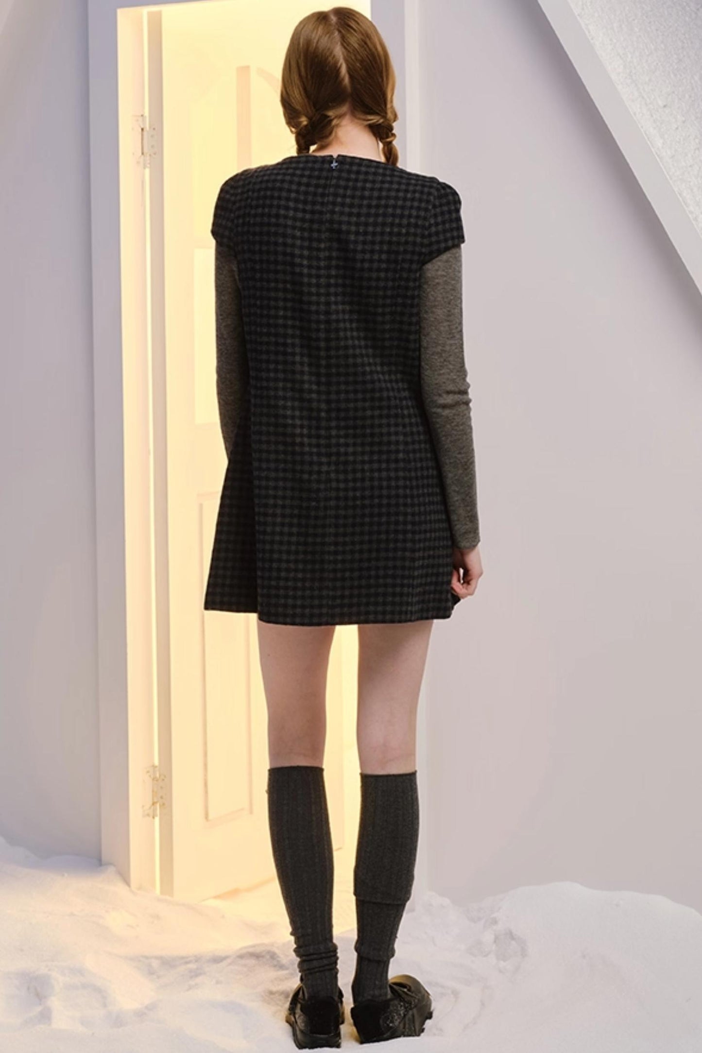 Green Plaid Wool-Blend Dress