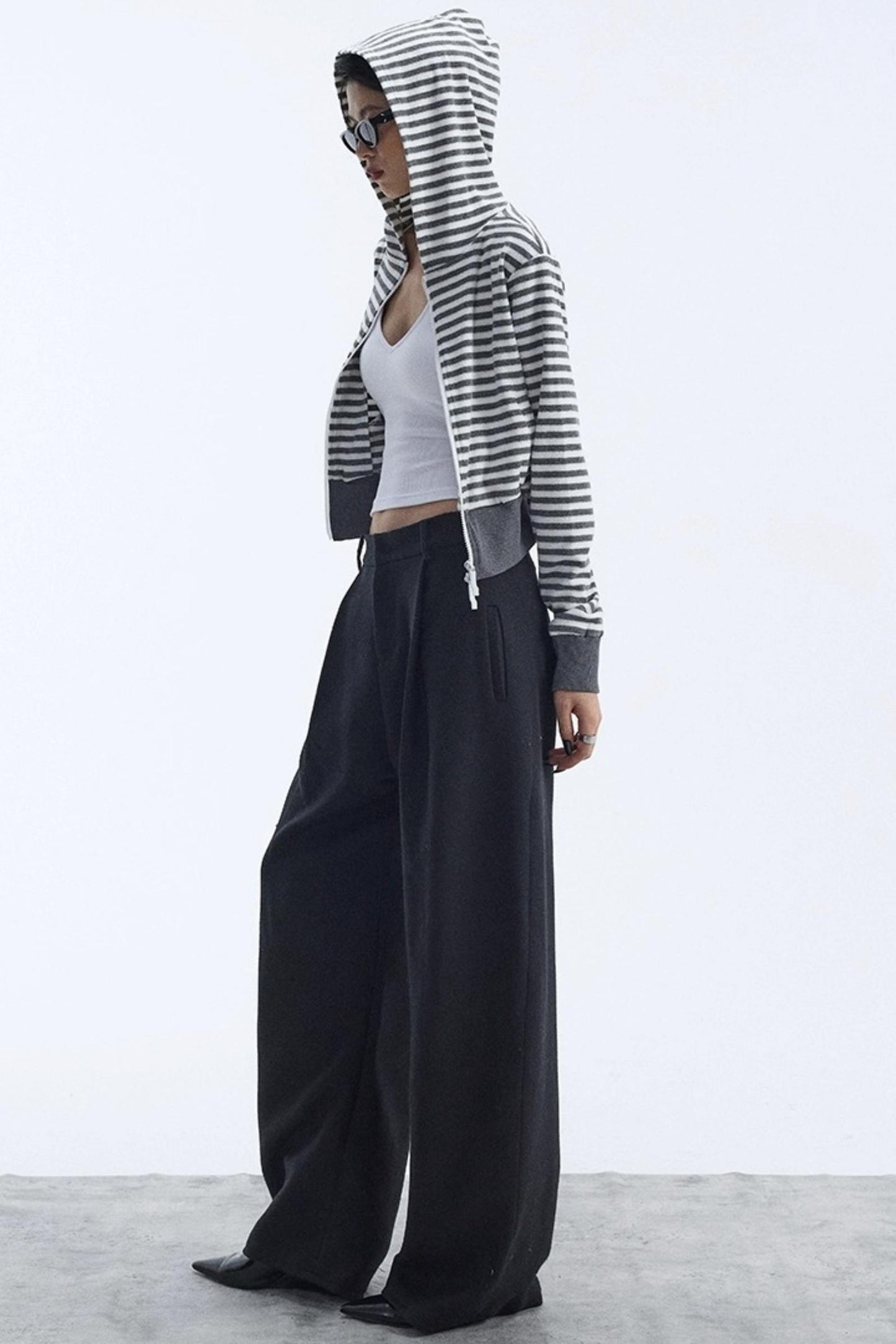 Black Wool Scimitar Trousers