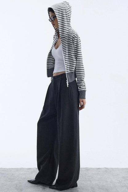 Black Wool Scimitar Trousers