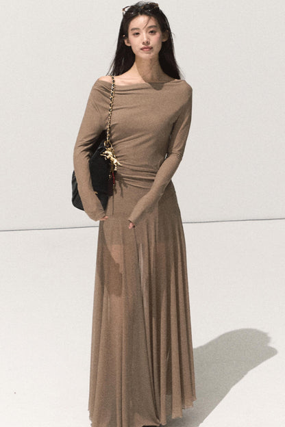 Soft Mist Shoulder Waist Dress