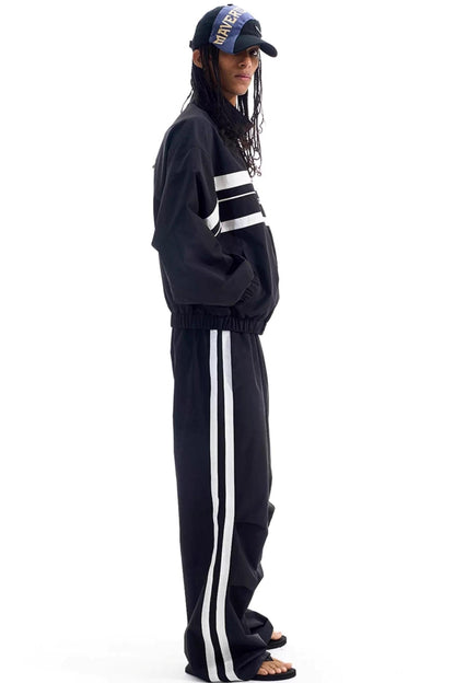 Color-Blocked Distressed Sports Jacket