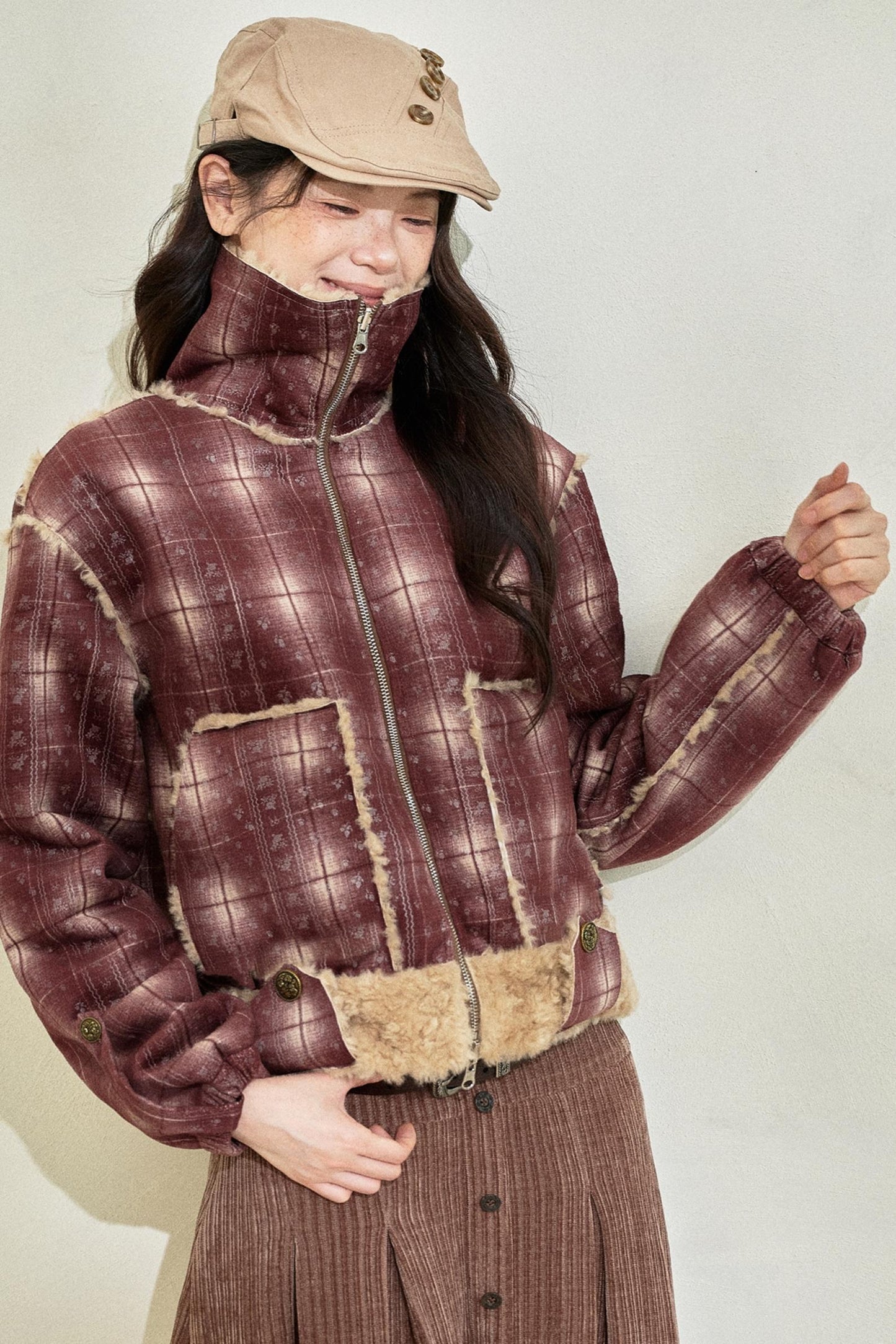 Burgundy Plaid Reversible Jacket