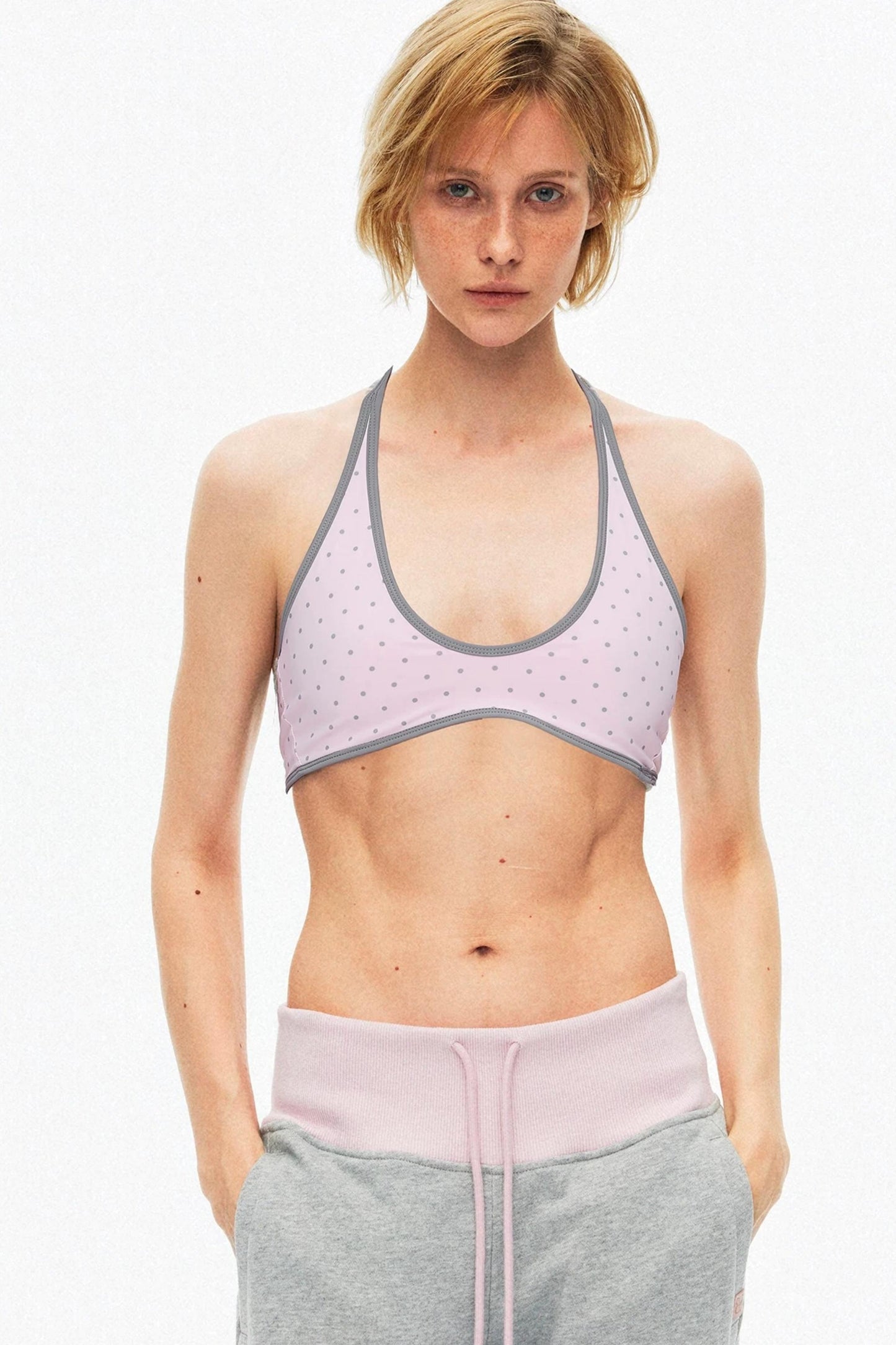 Lace-Up Striped Halter Bikini
