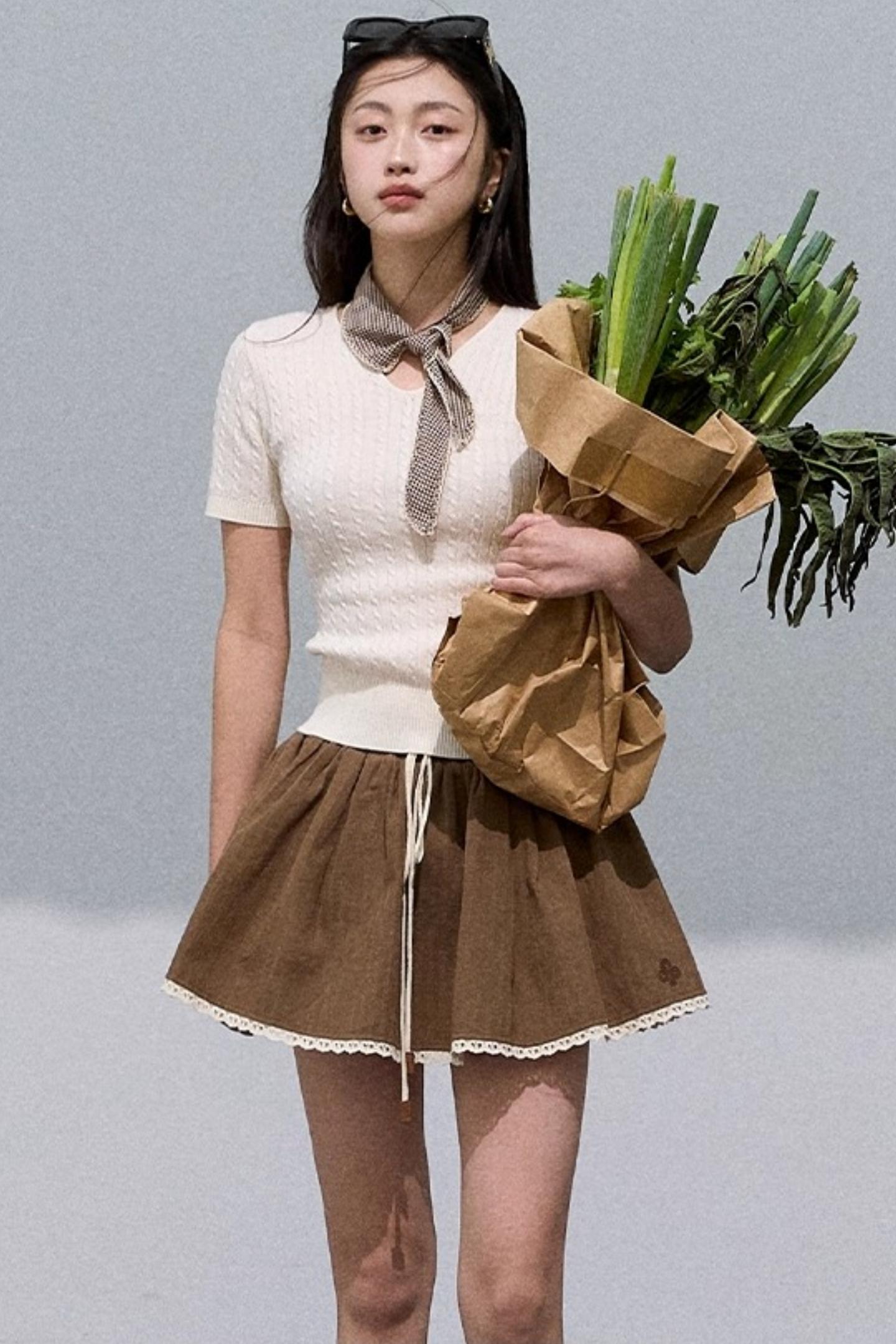 Soft Waxy V-Neck Knit Top