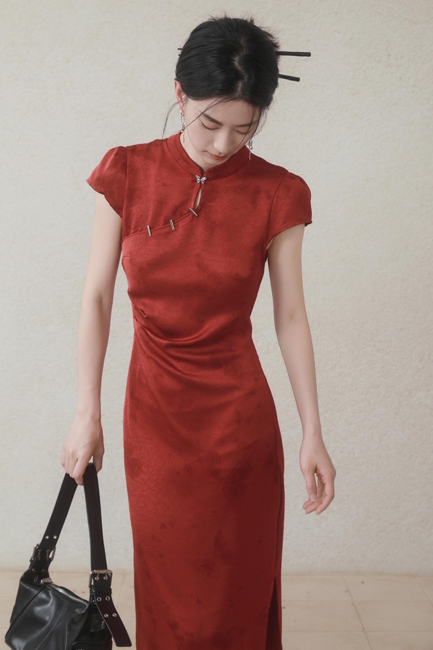 Summer Satin Cheongsam Dress