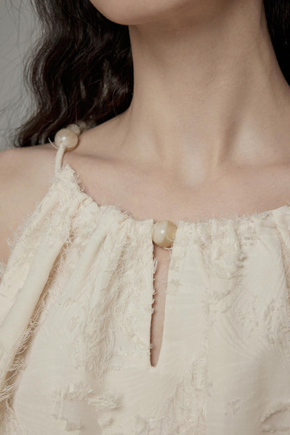 Floral Elegance Beaded Suspenders Top