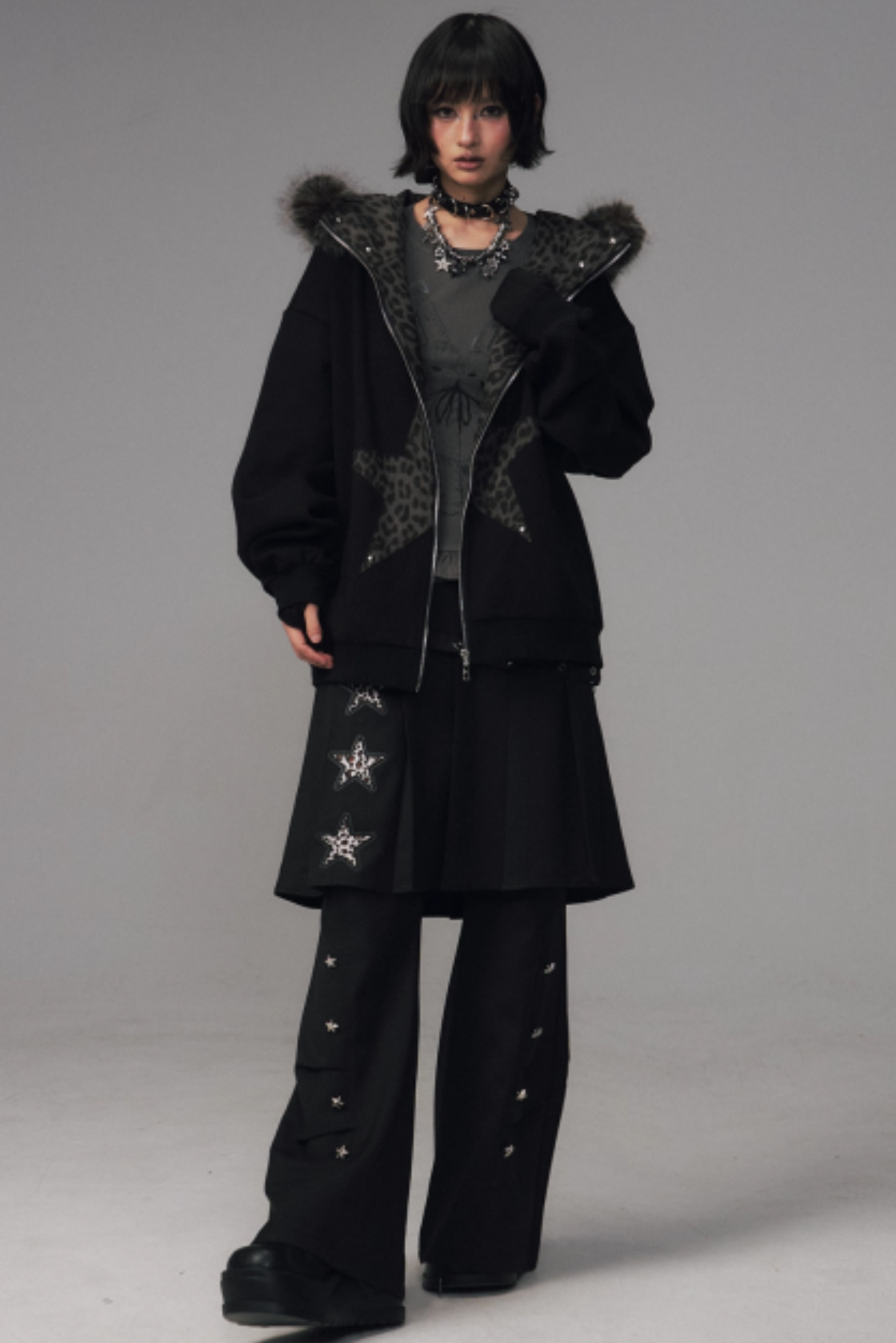 Cat-Ear Leopard Hooded Jacket