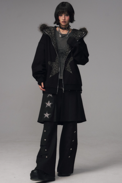 Cat-Ear Leopard Hooded Jacket