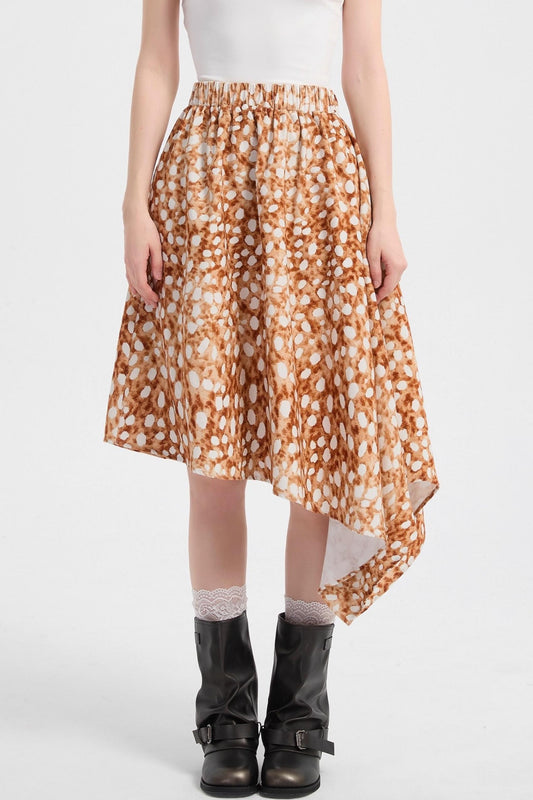 Autumn Corduroy Leopard Polka Dot Skirt