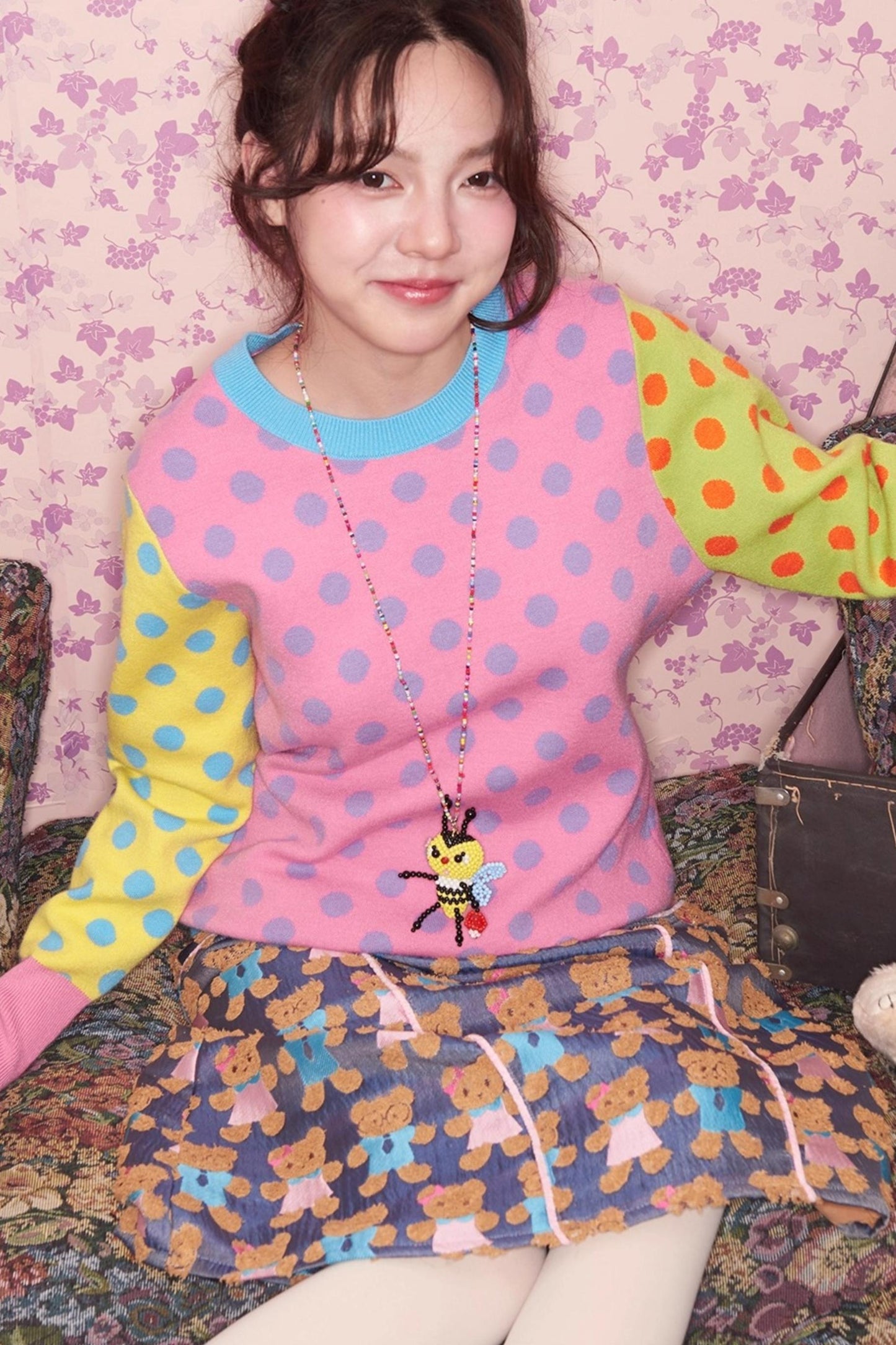 Yellow Beaded Bee Necklace