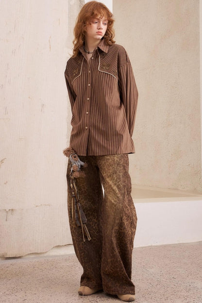 Suede Beaded Embroidered Shirt