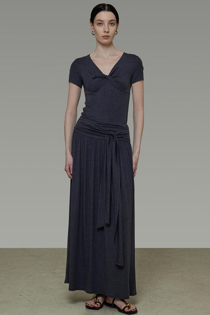 Draped Knit Tee Skirt Set-Up