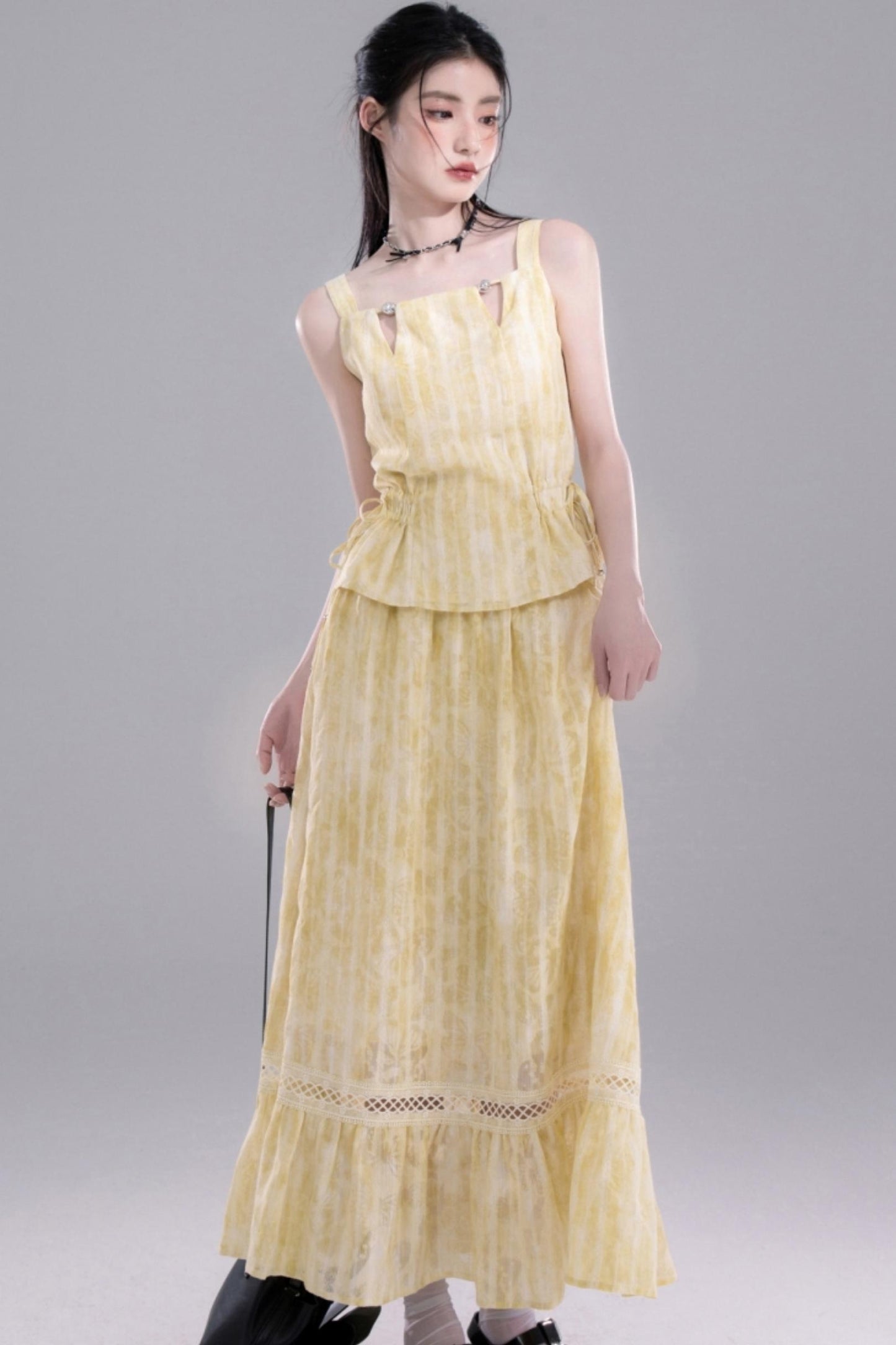 Sandalwood Drawstring Ensemble Skirt Set-Up