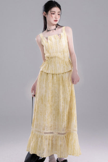 Sandalwood Drawstring Ensemble Skirt Set-Up