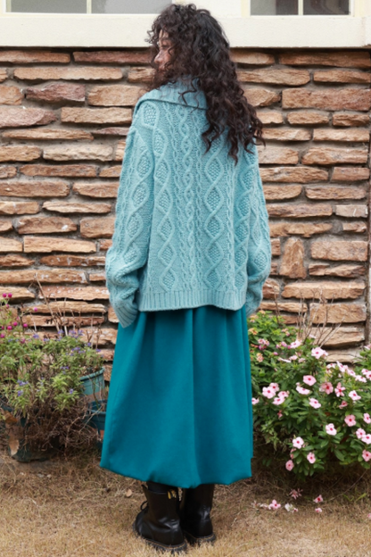 Wool Cable Knit Cardigan