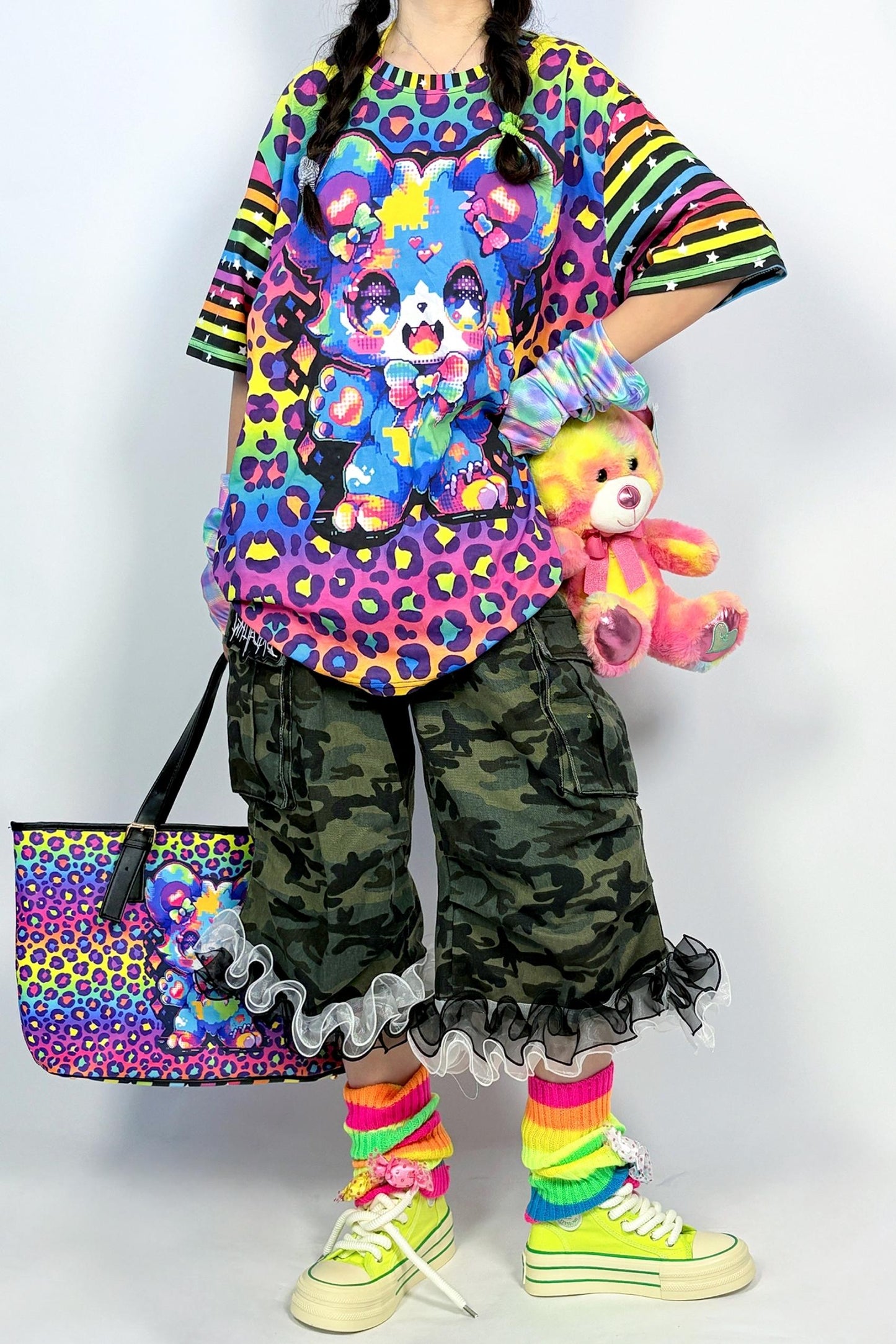 Rainbow Color Cotton Loose T-shirt