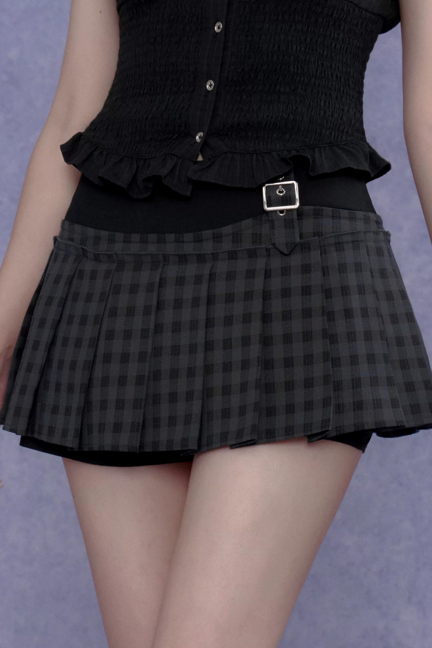 Dark Texture V-Neck Top Set-Up
