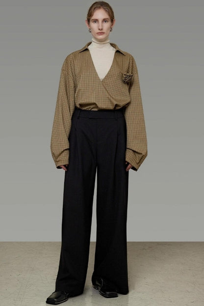 Vintage Fall V-Neck Striped Shirt