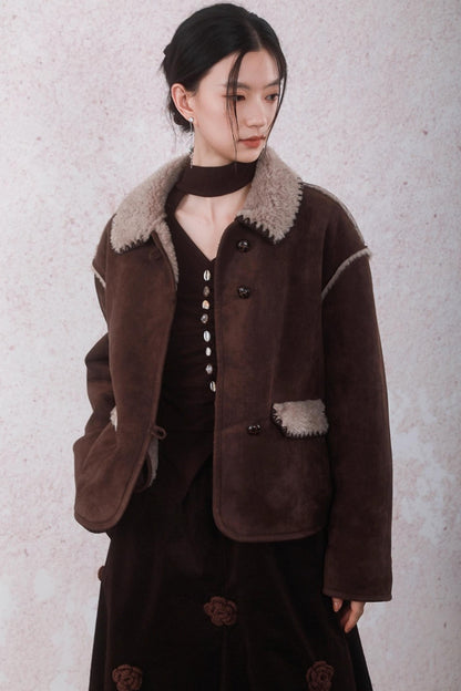 Caramel Coffee Shell Buckle Streamer Top