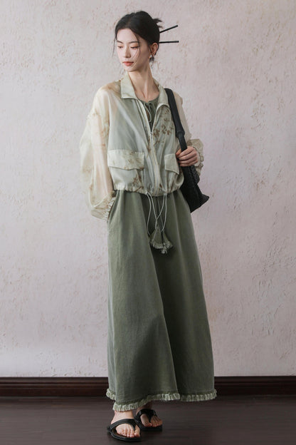 Green Tassel Tank Dress