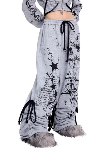 Graffiti Print Drawstring Sweatpants