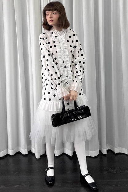 Polka Dot Lace Blouse Top