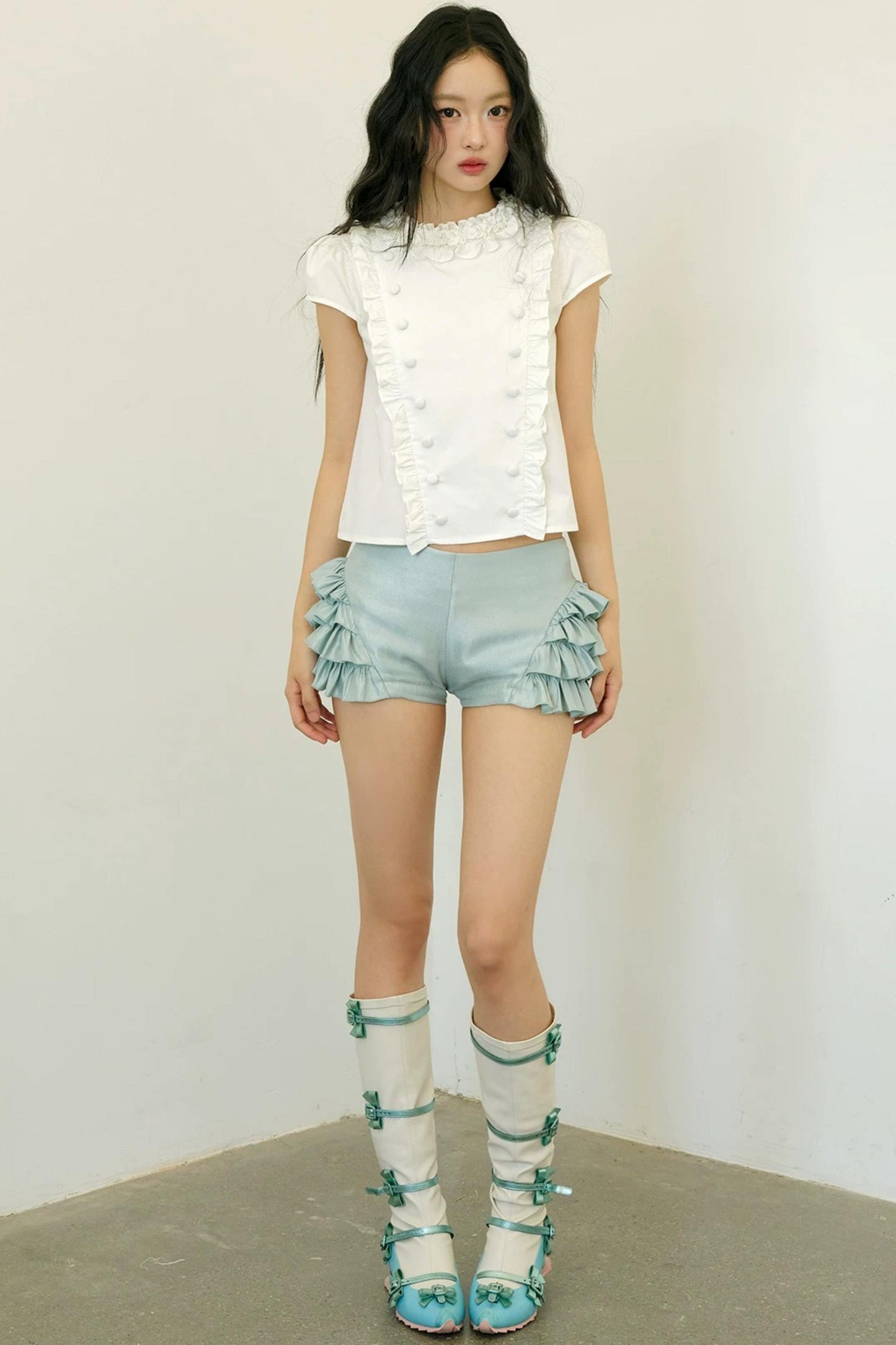 Lace Puff Sleeve White Top