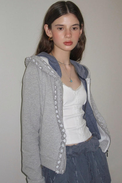 Fake Two-Piece Raglan Sleeve Hooded Jacket