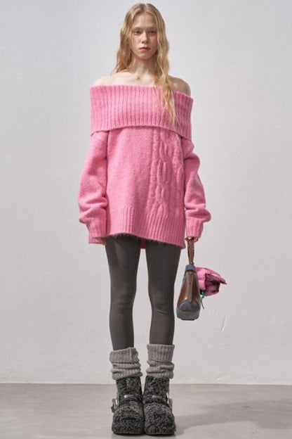 One-Shoulder Cable-Knit Sweater