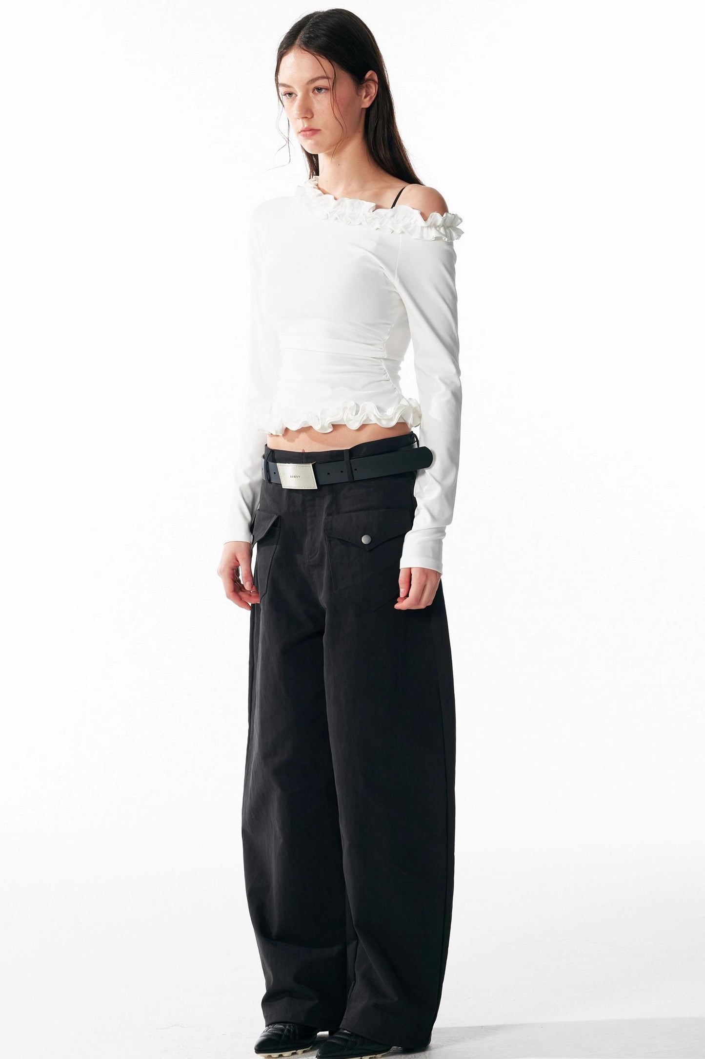 Irregular Lace Waist Slimming Top