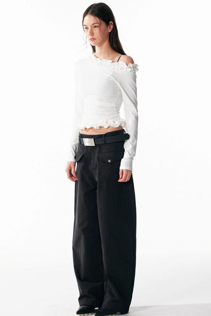 Irregular Lace Waist Slimming Top