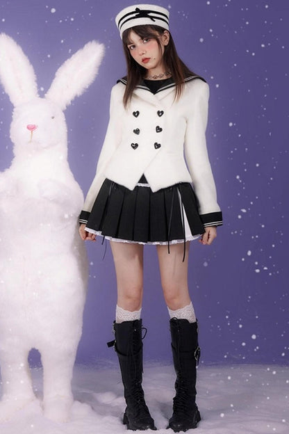 Golden Mink Sailor Collar Jacket