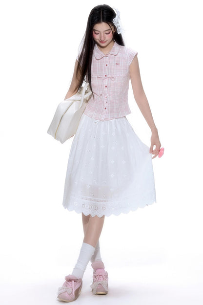 Plaid Short-Sleeve Tie Shirt