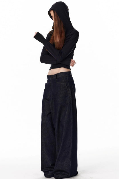 Vintage Wide Leg Denim Trousers