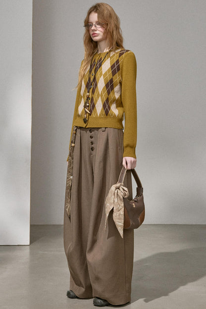 Button Pleated Cargo Pants