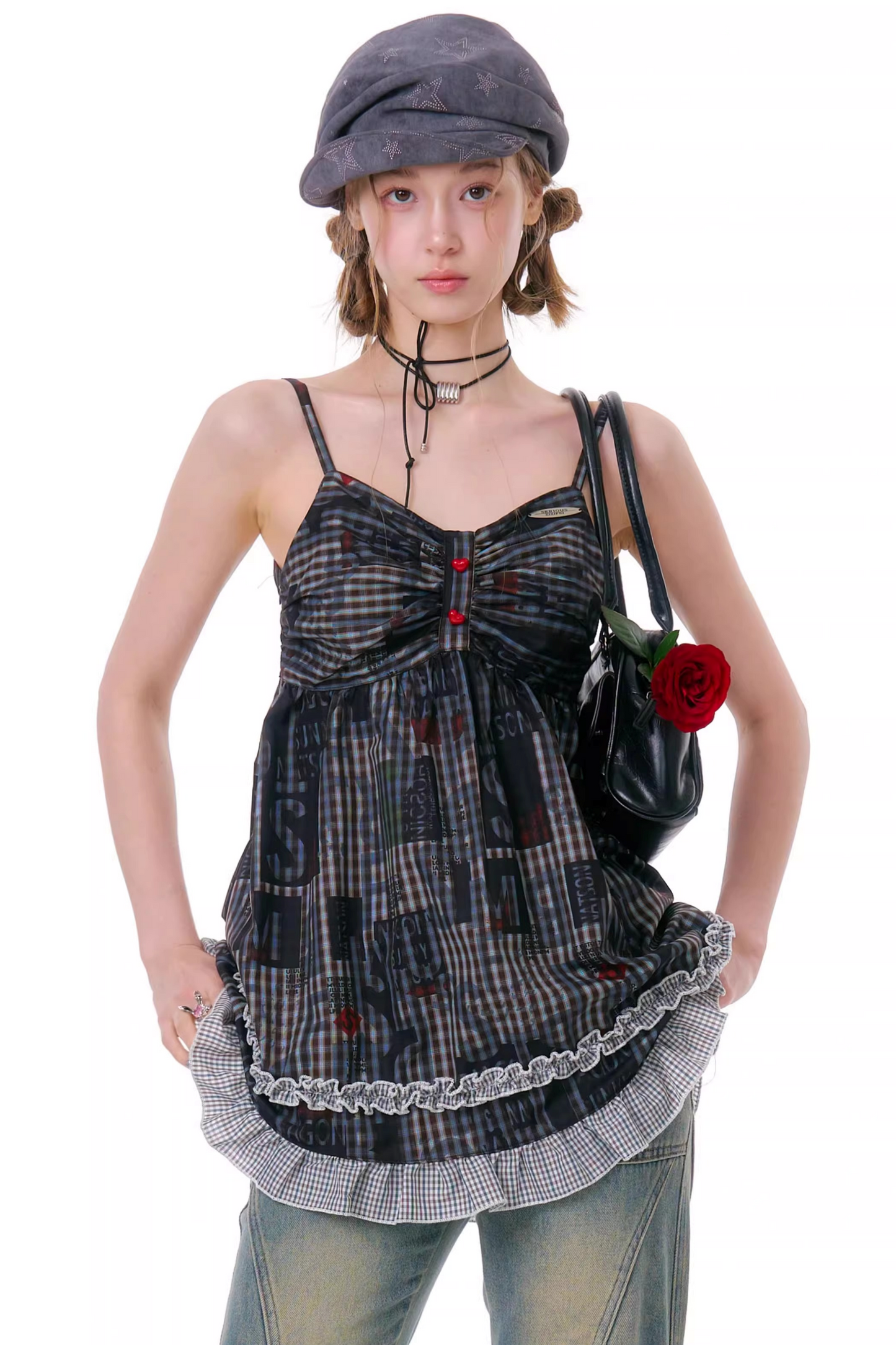 Retro Plaid Lace Dress