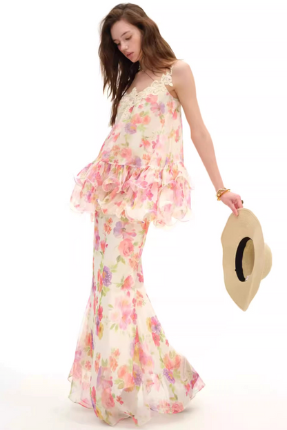 Floral Lace Fishtail Skirt Set-Up