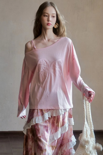 Sequin Embroidery Off-Shoulder Set-Up