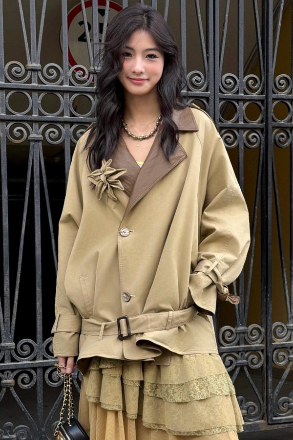 Vintage Lily Silhouette Reversible Trench Coat Set-Up