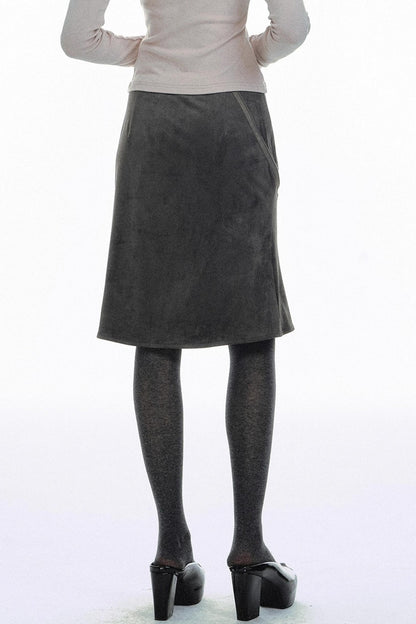 Deconstructed Zipper Leather Skirt