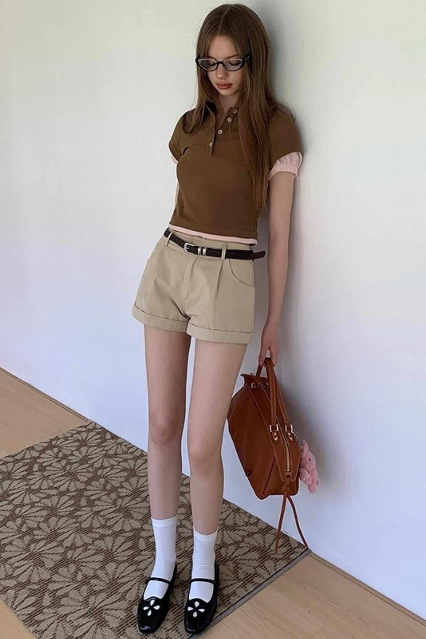 Contrast Fake Two-Piece Crew Neck T-shirt