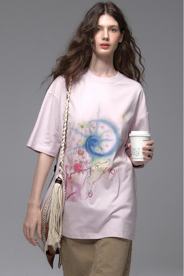 Cold Rose Pink Distressed T-Shirt