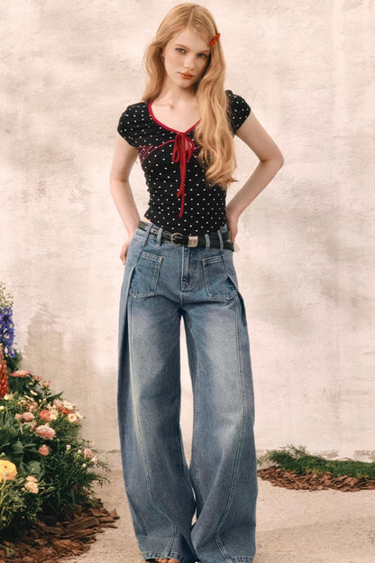 Summer Pleated Denim Pants
