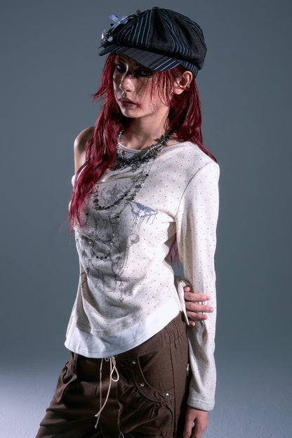 Vintage Polka Dot Swing Collar Top