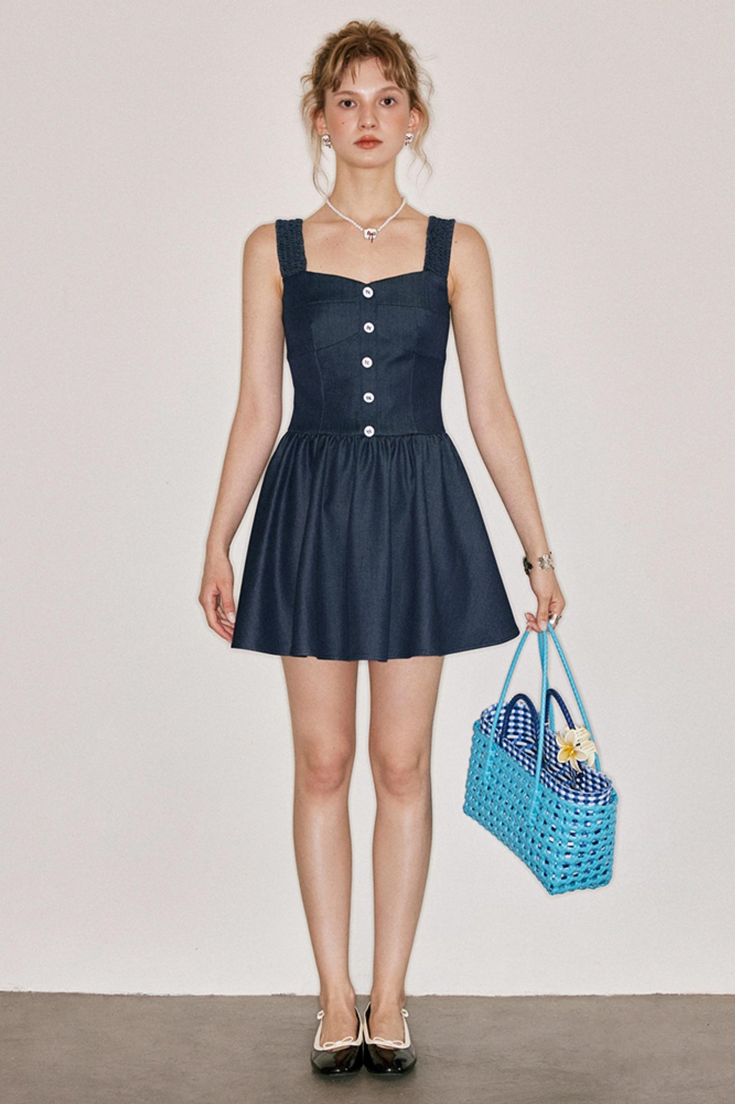 Sea View Navy Blue A-Line Puffy Dress