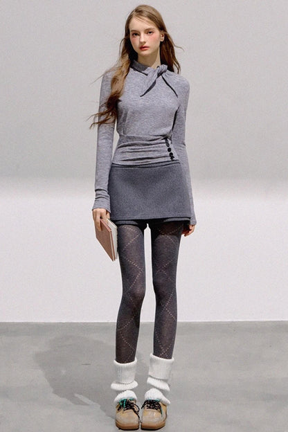 High-End Wool Tweed Skirt