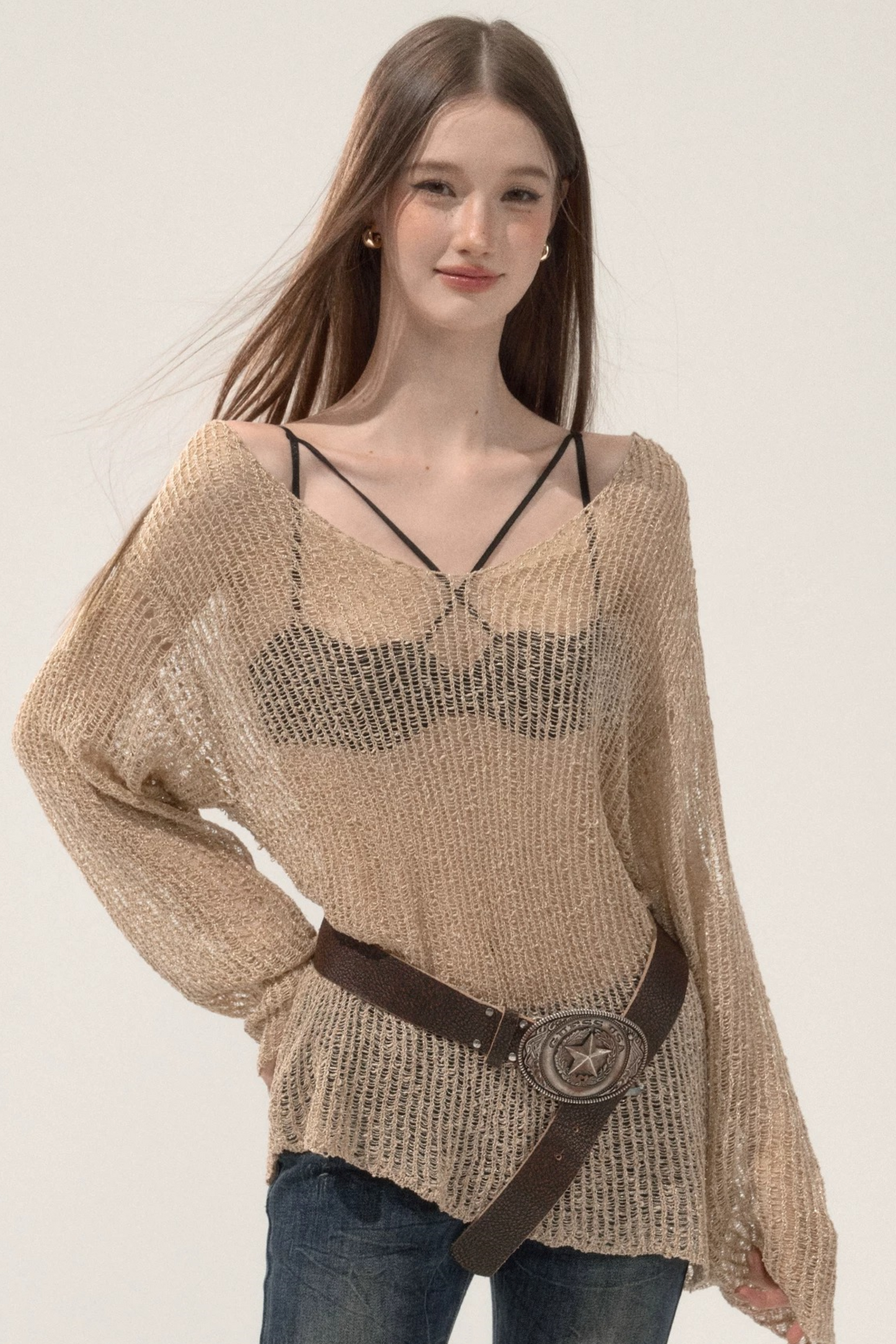 Knitted Mesh Blouse