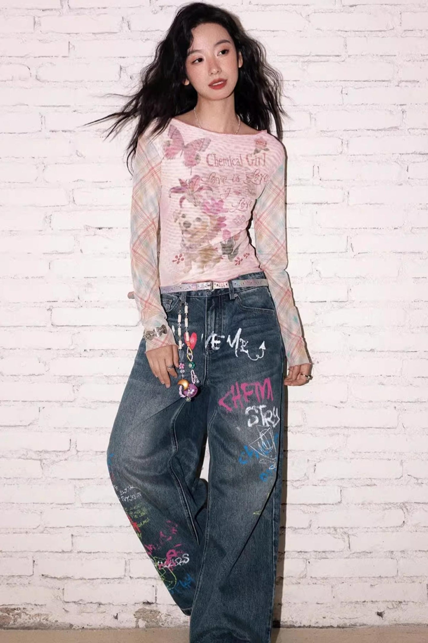 Puppy Pictorial Mesh Top